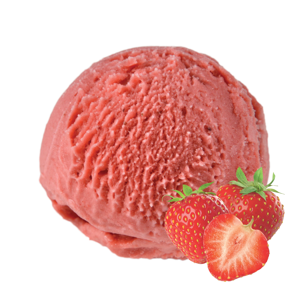 Glace de Lyon - boule de glaces - parfum fraise senga sengana - glace fraise - glace fabriquée en France - crème glacée - glace artisanale - made in France - sorbet aux fruits - sorbet plein fruits - glace au fruits