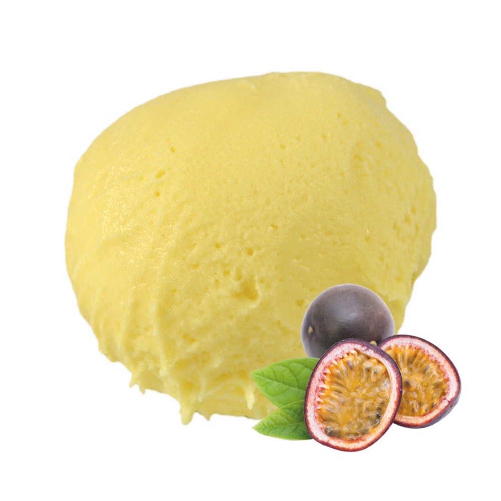 Glace de Lyon - boule de glaces - parfum Fruit de la passions - glace fruit de la passion - glace fabriquée en France - crème glacée - glace artisanale - made in France - sorbet aux fruits - sorbet plein fruits - glace au fruits
