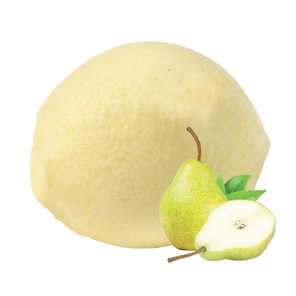 Glace de Lyon - boule de glaces - parfum Poire williams - glace poire - glace fabriquée en France - crème glacée - glace artisanale - made in France - sorbet aux fruits - sorbet plein fruits - glace au fruits